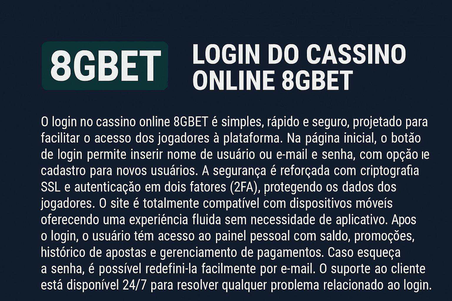 Criar uma nova Conta no plataforma 8GBET  
